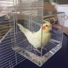 AsyPets прозрачный дом для ванной с подвесными крючками для попугаев, попугаев