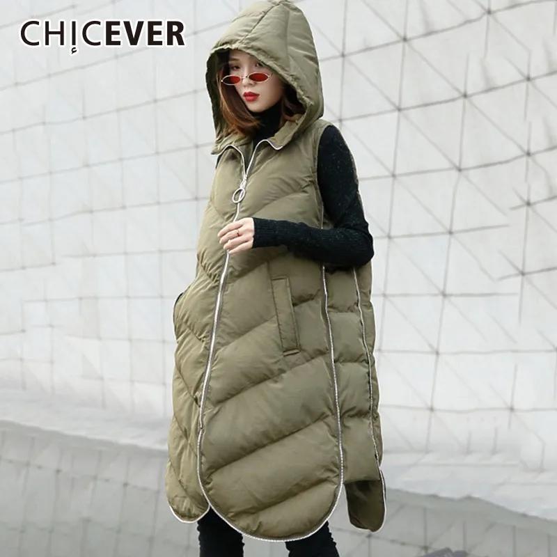 CHICEVER 2018 Winter Waistcoat For Women's Vest Female Gilet Hooded Asymmetric Hem Women's Sleeveless Jacket Fashion Casual Tide CHICEVER 2018 Winter Waistcoat For Women's Vest Female Gilet Hooded Asymmetric Hem Women's Sleeveless Jacket Fashion Casual Tide
