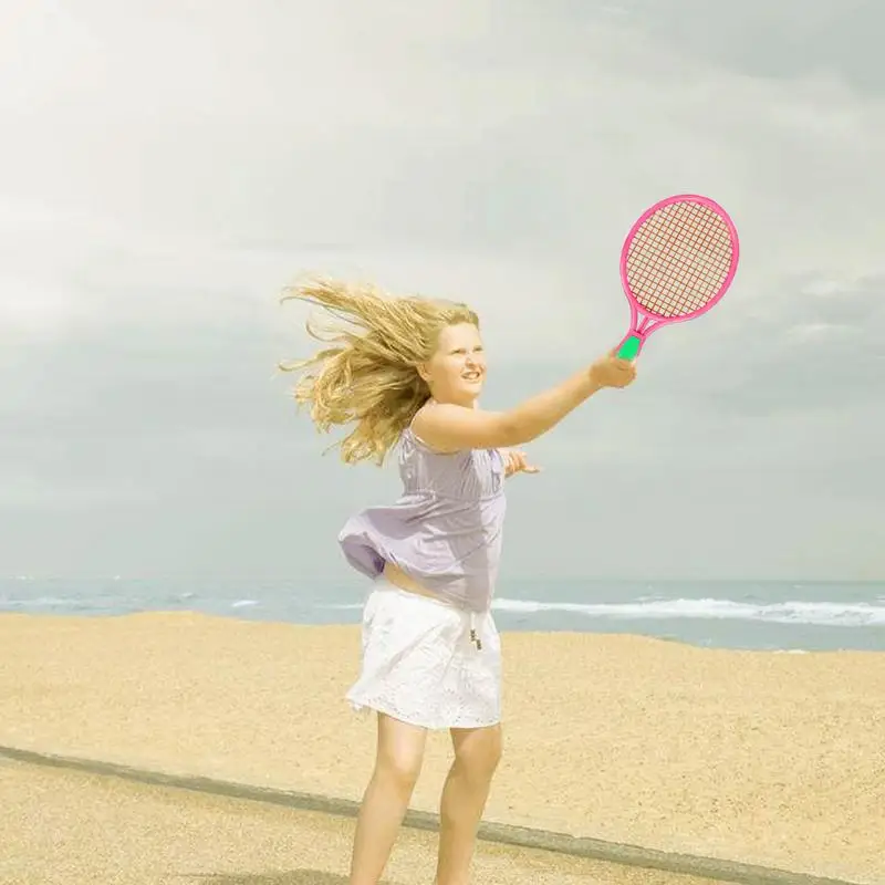 Пляжная Теннисная ракетка для детей, для занятий спортом на открытом воздухе, теннисная ракетка с мячом для бадминтона, теннисная ракетка для подростков, тренировка, теннис