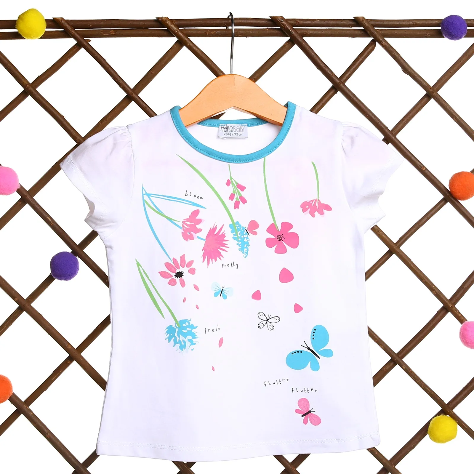 

HelloBaby Flowered Baby Girl Short Sleeve Tshirt