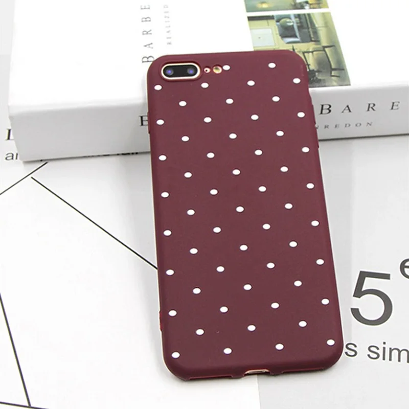 Ottwn Wave Dots Polka Cover For iPhone 6 7 8 Plus X XS Max XR Wave Dots Case For iPhone 6 6S Plus Soft Silicon Cover Phone Bag