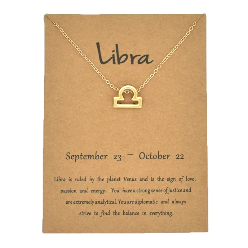 

Ankovina Zodiac 12 Constellation Libra Pendant Necklaces For Women Gift Simple Necklace Gold Color Jewelry