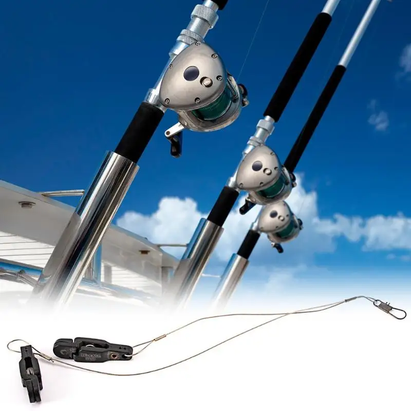 

2 Sections Snap Release Clip Downrigger Outrigger Power Grip Fishing Line Release Snap Stacker Black with Steel Wire