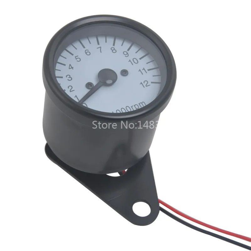 

White LED Motorcycle Tachometer Speedometer Gauge 12000 RPM W/Bracket Universal New