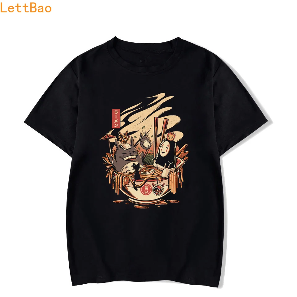

summer 2019 Spirited Away Totoro Japan Anime T Shirt Men/women Short Sleeve Cotton T-shirt Vintage Retro Tee Shirt homme Unisex