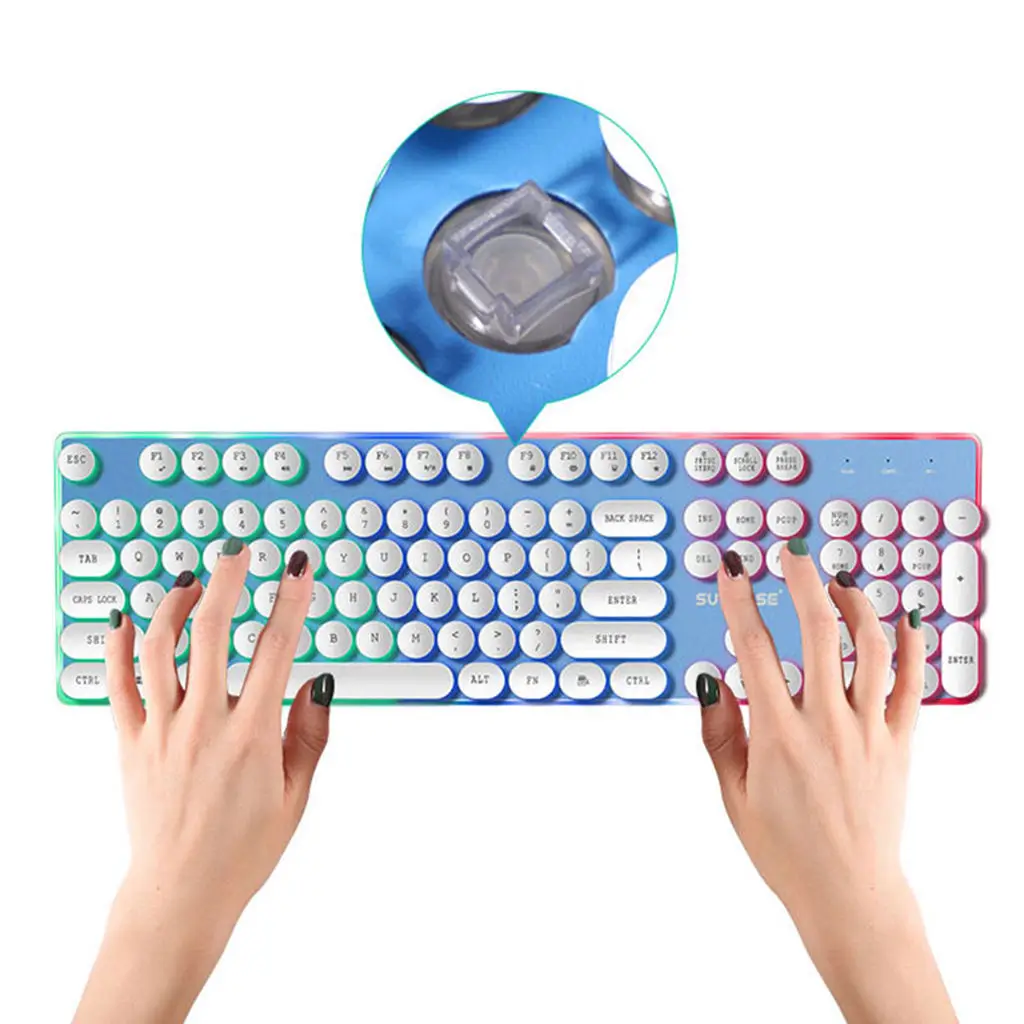 Sunrose Gk30 104 клавиш английские проводные Usb Красочные черные легкие Подвески