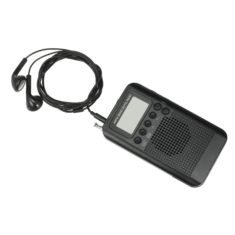 HRD-104 Портативный AM/FM стерео радио Карманный 2-полосный Цифровая настройка радио мини приемник w/наушники шнурки 1," ЖК-дисплей Экран дисплея