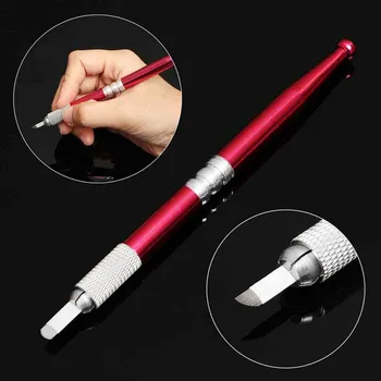 

High Quality Beauty Eyebrow Tattoo Embroidery Makeup Manual Pen +10x 18 Needles + Ink Glue Ring+ Pigment anglestore