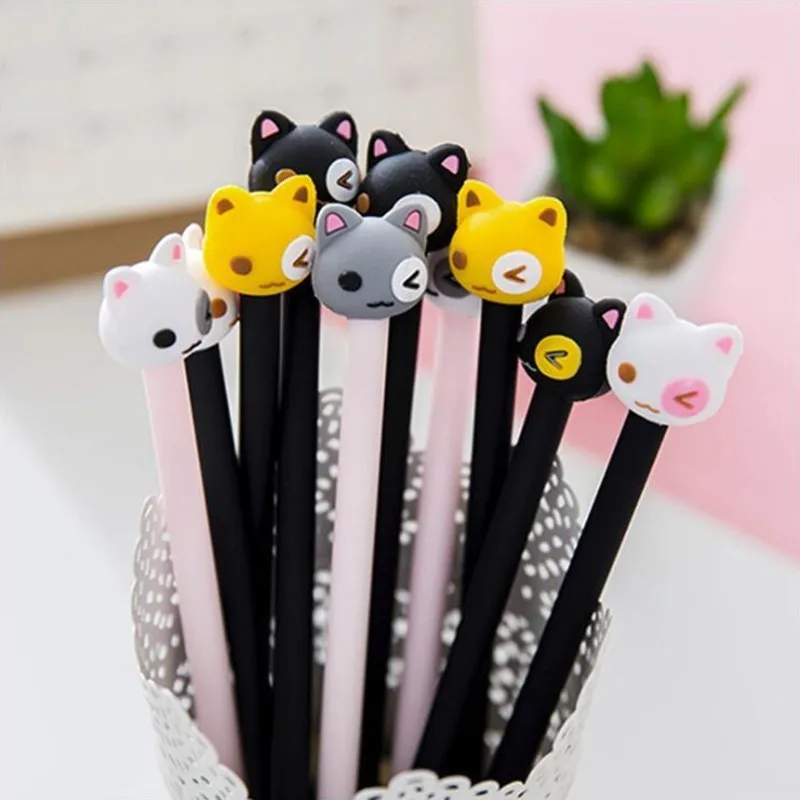 

1PCS A Variety Colour Cute Cat Gel Pen Black Ink Color High Quality School Student Stationery And Office Supplies Pen