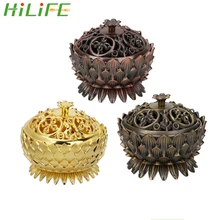 Креативная курильница в форме лотоса из сандалового дерева, держатель для благовоний из цинково-медного сплава, ароматическая горелка для домашнего офиса, для домашнего декора