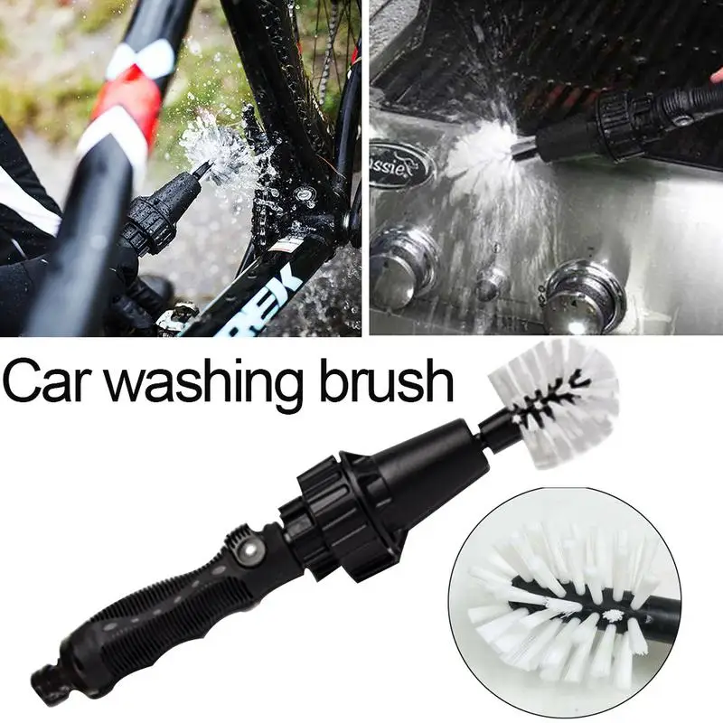 Car Handle Washing Brush Clean Tools Water driven Rotating Cleaning