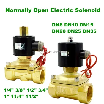 

Free shipping 1/4" 3/8" 1/2" 3/4" 1" Normally Open N/O Brass Electric Solenoid Valve 12V 24V 220V Pneumatic Valve for Water Oil