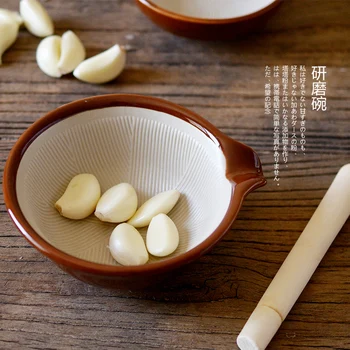 

Japanese ceramic grinding bowl baby food supplement tool manual garlic rice paste sesame grinder hand ramming machine burnisher
