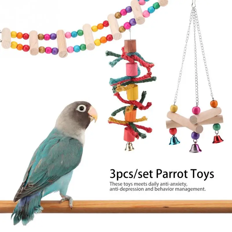 3pcs/set Toys Suspension Hanging Bridge Chain Pet Bird Chew Toys Swing