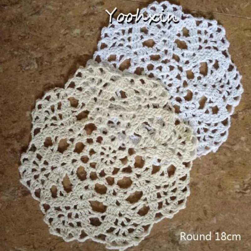 

New Lace Cotton Table Mats Place Mat Crochet Placemat Round Pad Christmas Drink Coffee Coaster Cup Mug Tea Dining Doily Kitchen