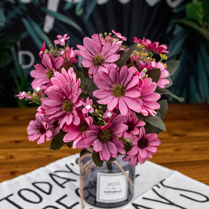 

9 Branch Artificial Belgii Flower Concise Bridal Wedding Bouquet Table Decor