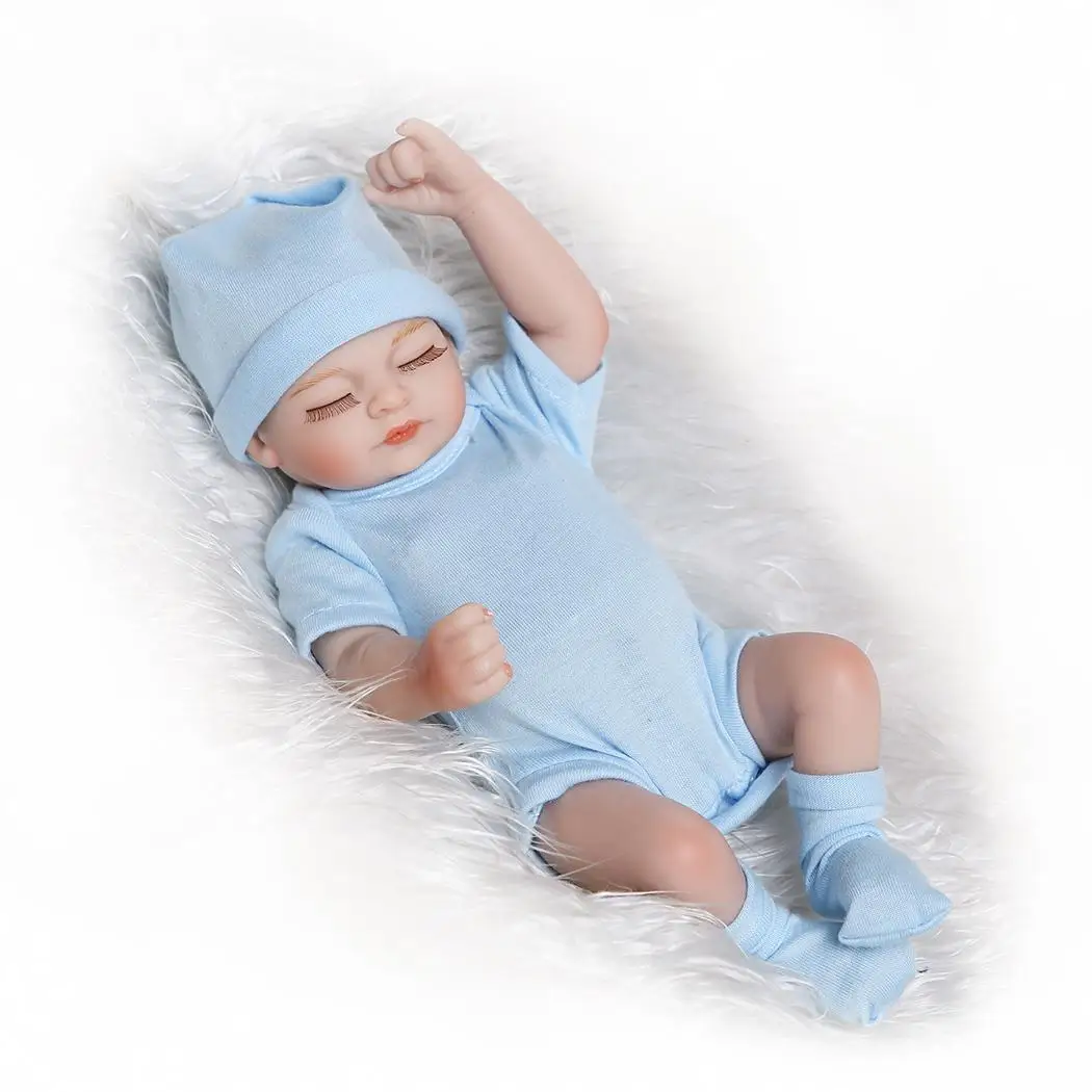 

NPK 10'' Mini Reborn Babies Girl boy Full Silicone Vinyl Cute bebe Dolls Lifelike Bebe Reborns For Toddler Sleep doll