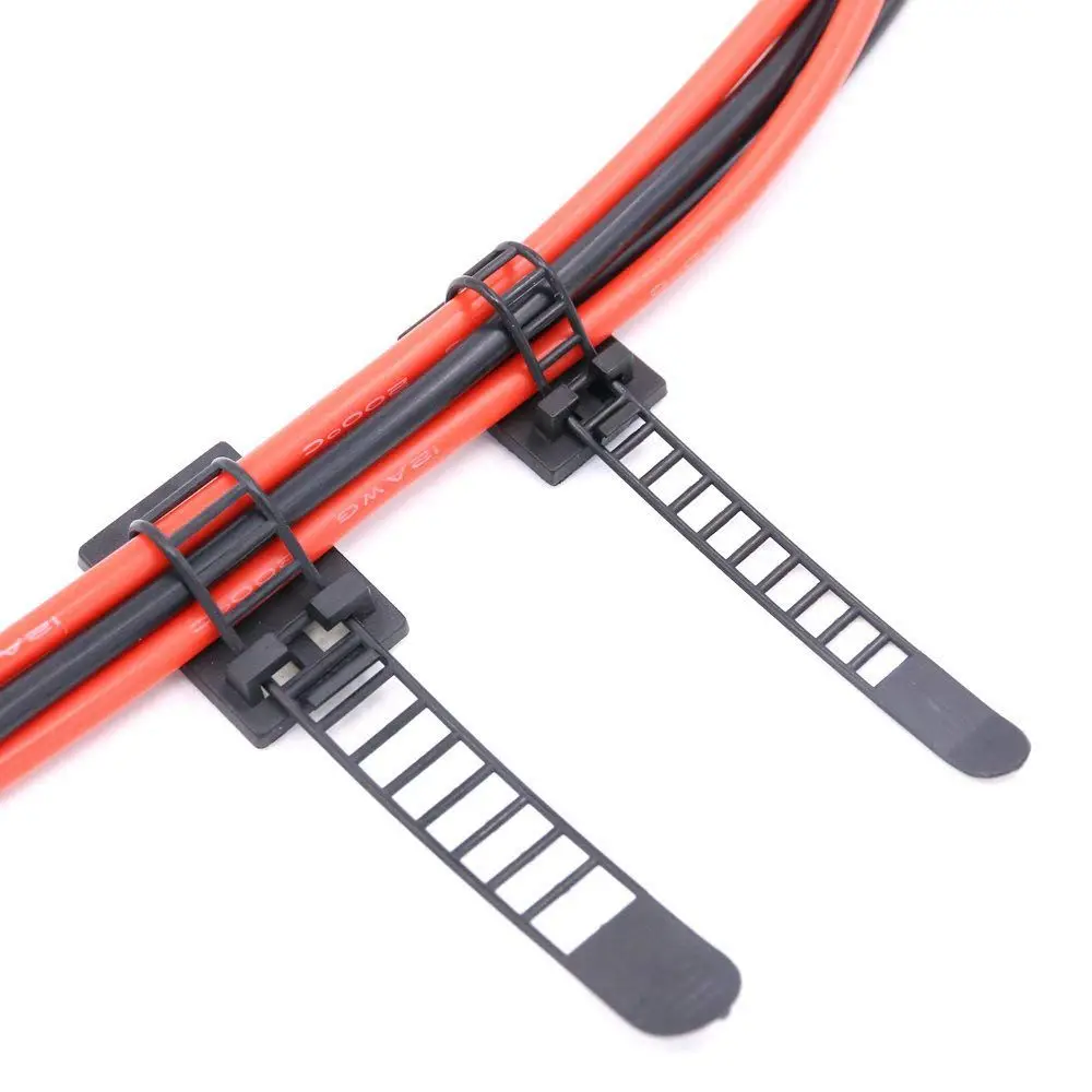 BHTS 50Pcs 2 Sizes Adjustable Self Adhesive Nylon Cable Straps Cable