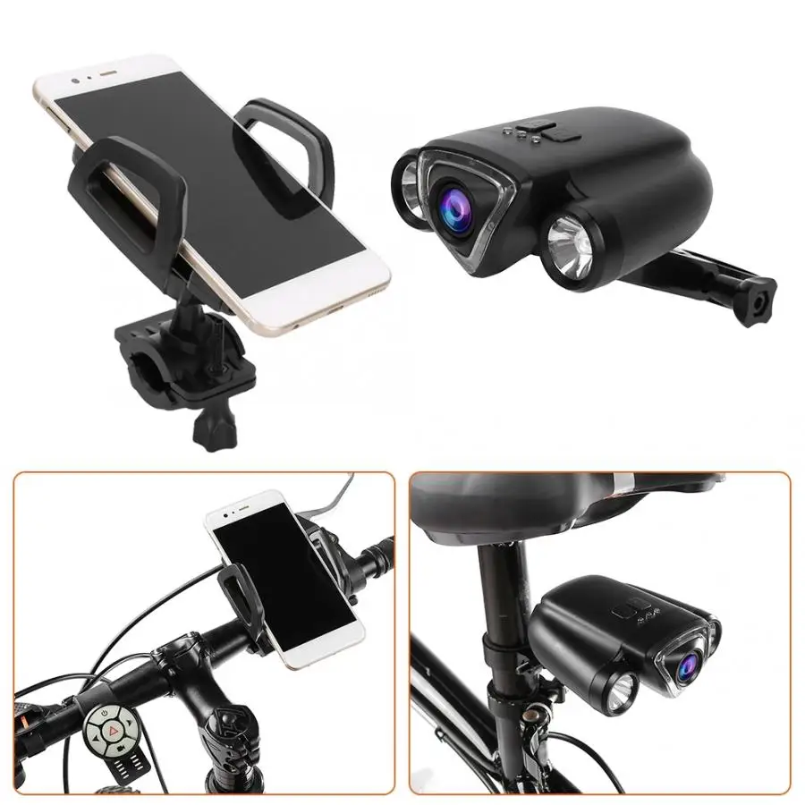 

Bike Camera Recorder Turning Warning Light Kit Waterproof Riding Camera Recorder Safety Warning Rear Light with Phone Holder