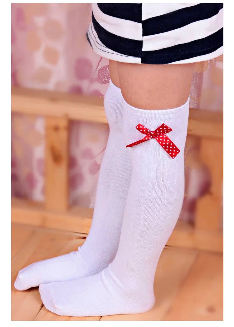 Ribbon Bow Girls Baby Toddlers Kids Children Knee High School Socks 1y-8y