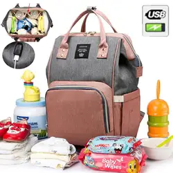 Мода Usb зарядки мягкий подгузник сумки многофункциональный большой вместимости Водонепроницаемый путешествия рюкзак уход за ребенком