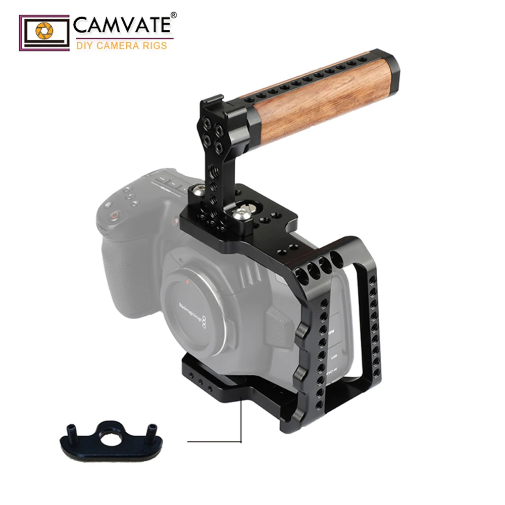 Профессиональная половинная клетка CAMVATE с деревянной ручкой для BMPCC 4K