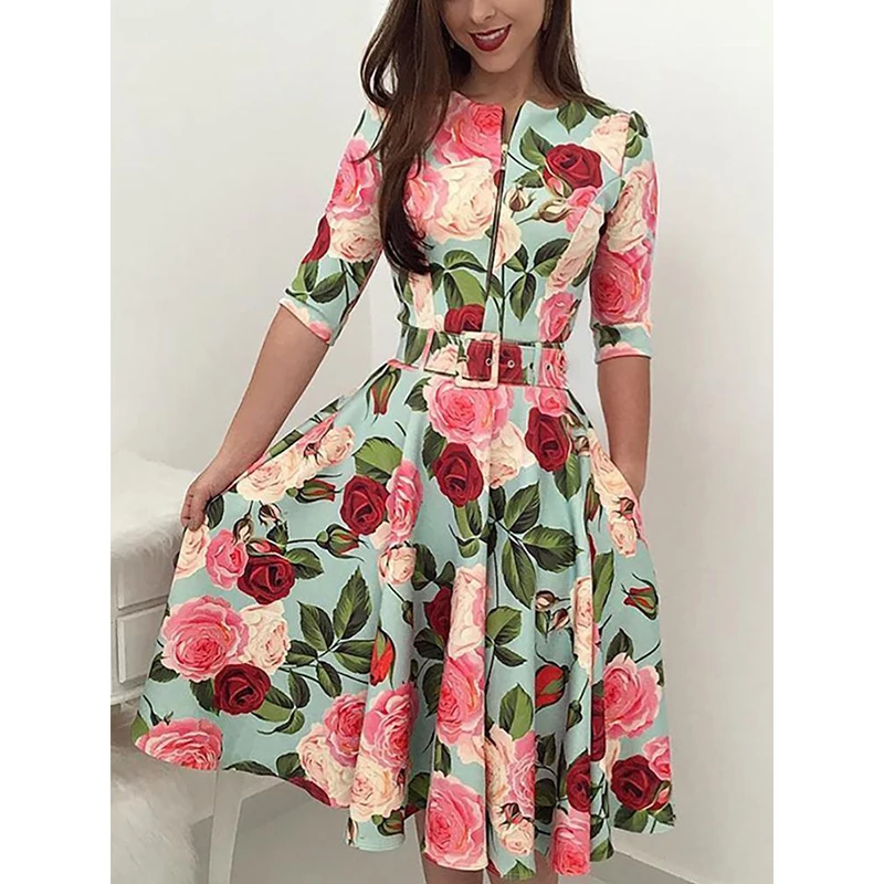 long sleeve floral dress plus size