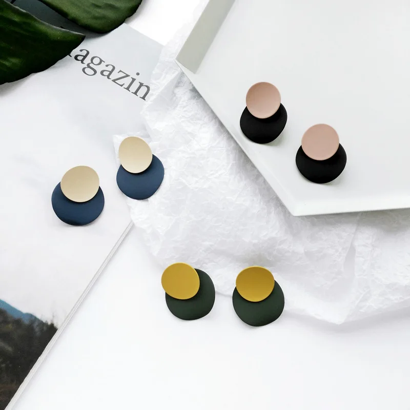 

Simple Punk Geometric Irregular Green Round Drop Earrings for Women Statement Paint Earring Boucle D'oreille Femme 2018 Brincos