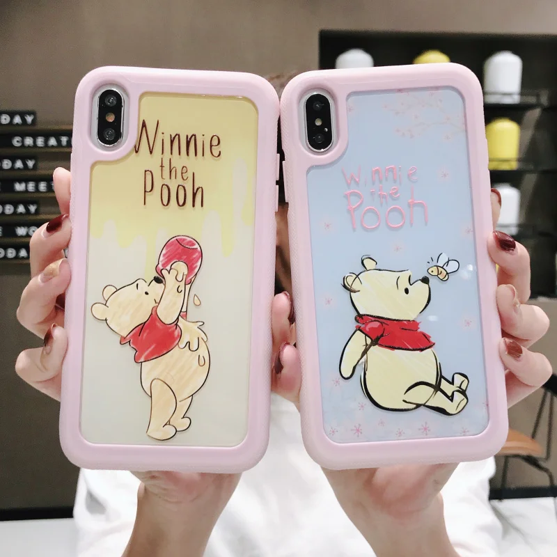 

NEW For iphone X XR Xs Max Case Cartoon Cute small Bear Phone Case for iphone 6 6s 7 8 plus 3D relief Acrylic sleeve