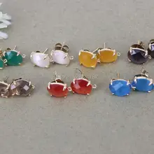 10 пар Кристалл серебряные серьги, Кристалл Стекло Post серьги выводы с петлей, Шарм драгоценный камень шпильки поставки