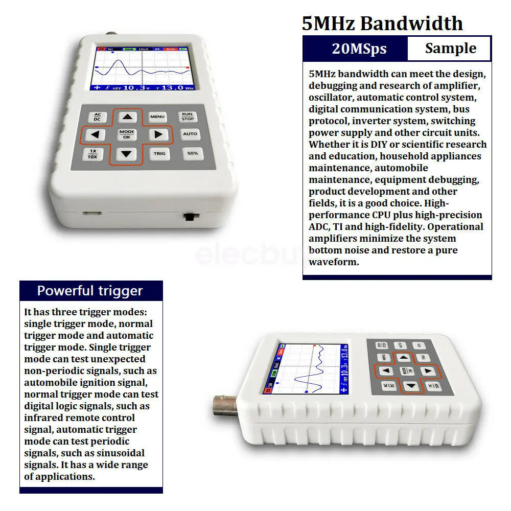  DSO FNIRSI PRO 5MHz Bandwidth 20MSps Mini Portable LCD Digital Oscilloscope