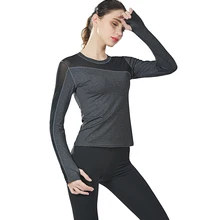 Футболка для тренировок Спортивная одежда для женщин тренажерный зал Йога с длинным рукавом бесшовная рубашка Топы спортивные для женщин спортивные топы для спортзала для женщин