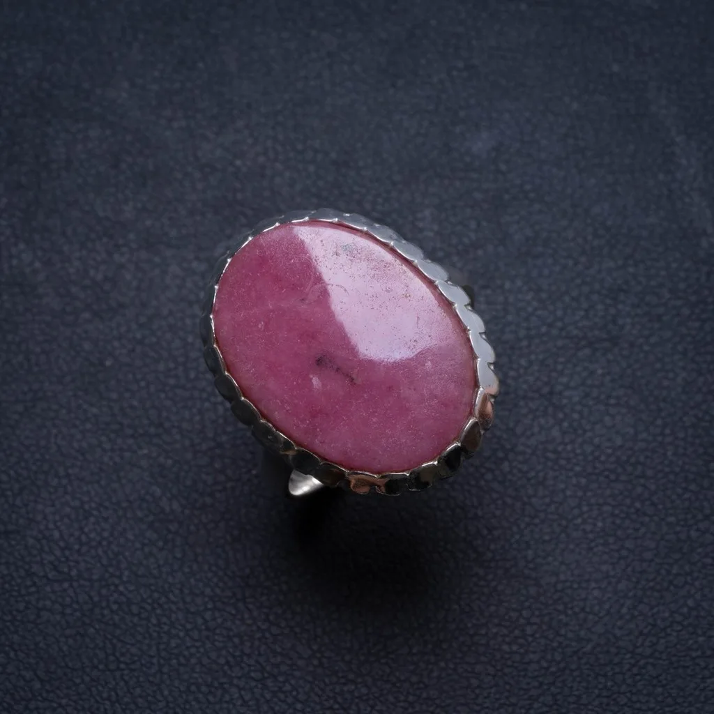 

Natural Rhodonite Handmade Unique 925 Sterling Silver Ring, US size 8.75 X1646
