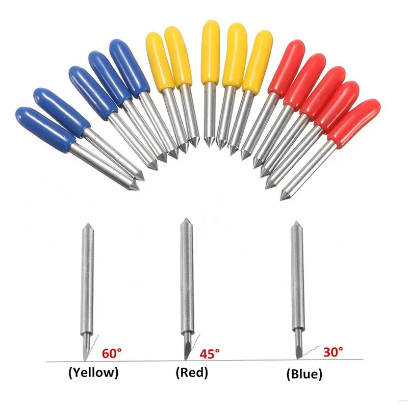 

10pcs 30/45/60 Dergree Roland-cricut Cutting Plotter Carbide Tungsten Blade Vinyl Film Cutter Knife Offset 0.25mm Durable