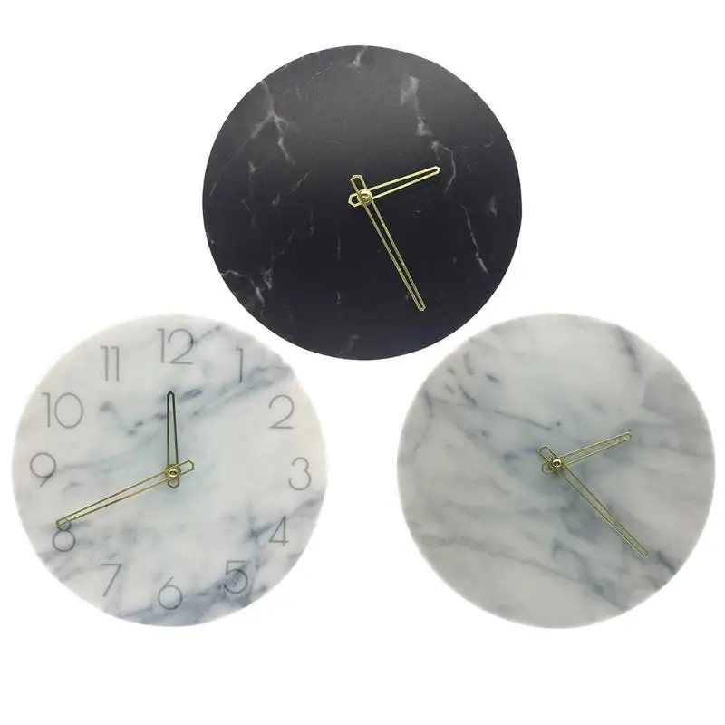 

Retro Wall Clock Round Acrylic Marble Digital Hanging Wall Clocks Home Bedroom Decoration Craft Watch Clock 28 x 28CM