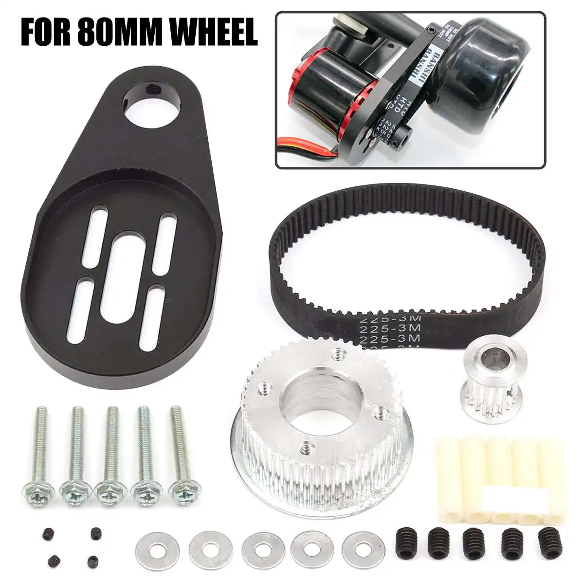 DIY Electric Skateboard Parts Pulley Drive Belt and Motor Mount Kit For