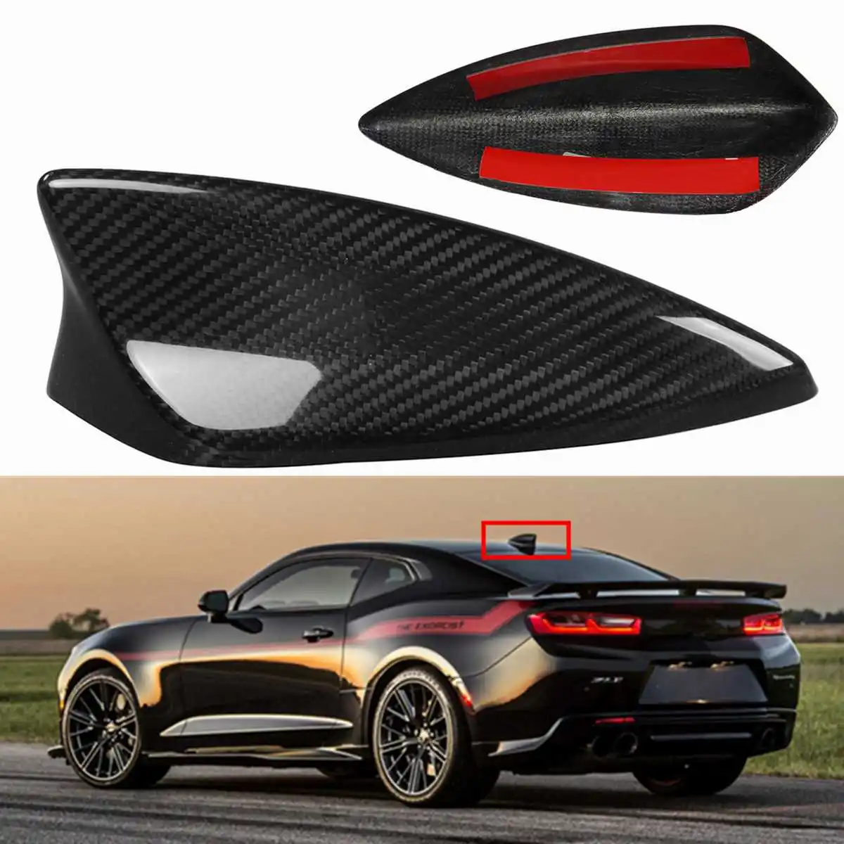 

New Car Roof Antenna Aerials Shark Fin Styling Antenna Cover Radio Trim Black For Chevrolet Camaro 2017-2018 Real Carbon Fiber