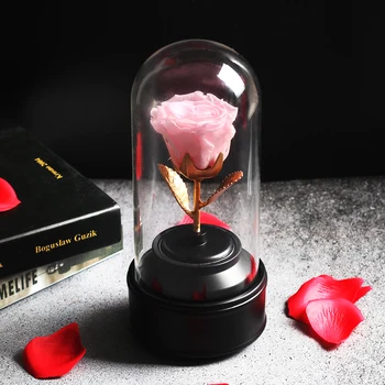 

Rotating Glass Cover Beauty and The Beast Eternal Rose of Music Box Wedding Party Valentine's Day Birthday Mother Day Gift
