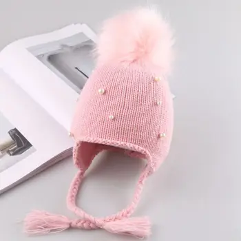 

Toddler Kids Baby Boy Girl Infant Cotton Pearl Hat Soft Woolen Cap 1-3Years