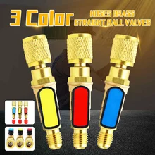 3 цвета R410A/R22 хладагент клапан AC зарядки шланги латунь прямые шаровые клапаны для холодильного коллектора манометры