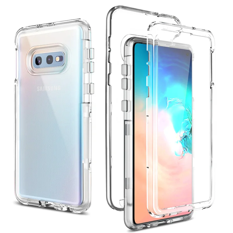 

Clear 3 in 1 Shockproof Case for Samsung Galaxy S10 Lite Transparent Hard Cover PC Silicone Bumper Case for Galaxy S10e 360 Case