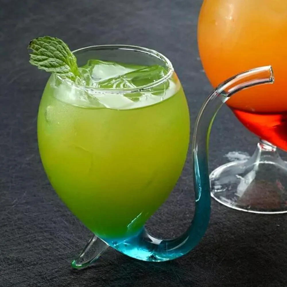 

Creative Goblet Glass Mug with Straw for Cold Drink Home Use and Party Night Bar Drinking Wine Glass Juice Glass Squirrel Cup