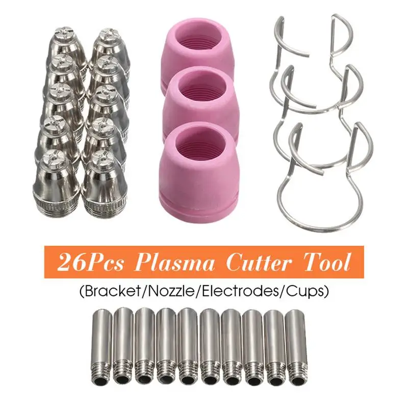 

26pcs PL60 Electrode Plasma Cutter Consumables Kit Cutting Torch Tip Nozzle For SG-55 AG-60 WSD-60P Arc Plasma Torch Accessories