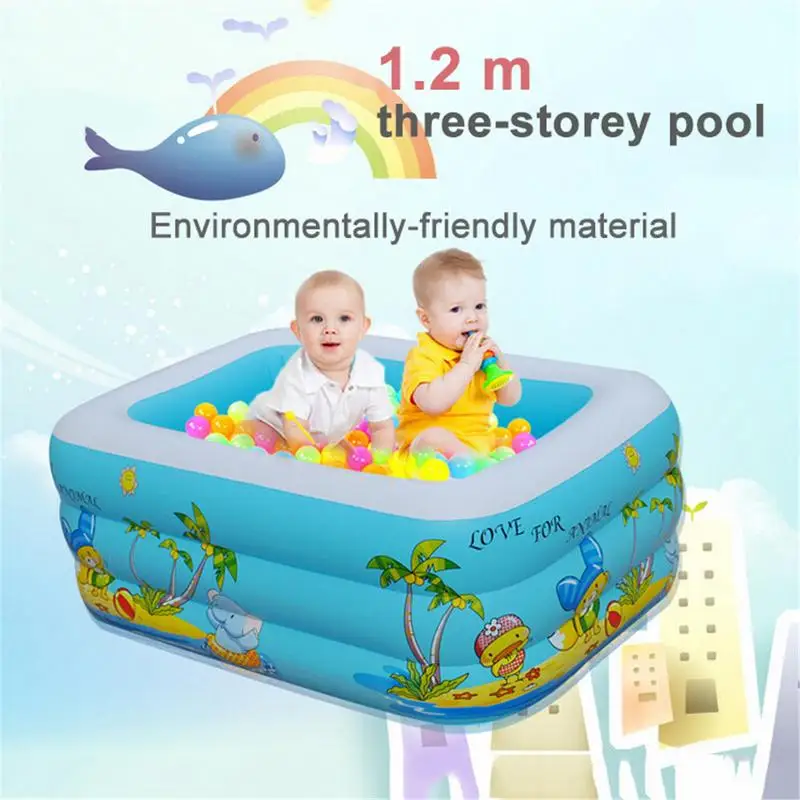 

Multi-layer Baby Children Beach Pattern Printing Inflatable Square Swimming Pool Baby Playing Pool Bubble Bottom Inflatable Pool