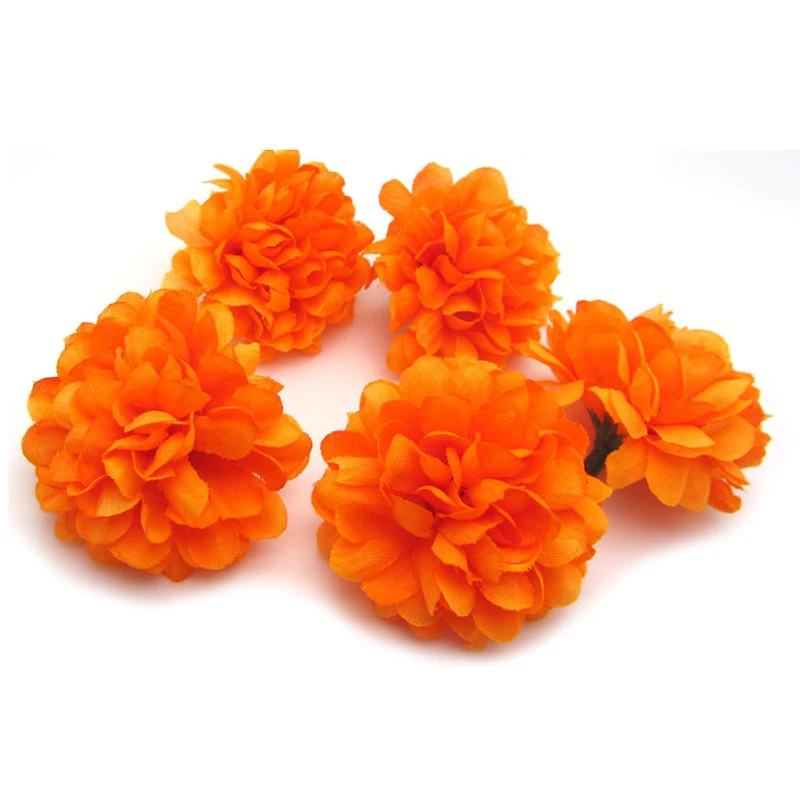 30pcs Daisy Artificial Fake Flower Silk Spherical Heads Bulk Wedding Party Decor Orange