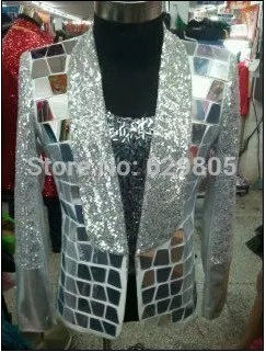 

New Fashion Sequins Disco Men Singers Coat DJ Performance DS Light Stage Wear Costumes Suits