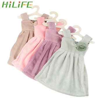

HILIFE Dress Shaped Bathroom Kitchen Hand Towel Coral Velvet Super Absorbent Household Hand Towel