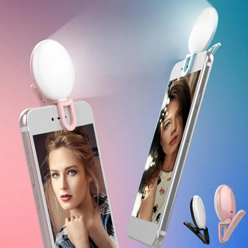 

Portable Selfie Flash Led Camera Clip-on Mobile phone Selfie LED Ring Light Night Enhancing Fill Light for iPhone Android Phone