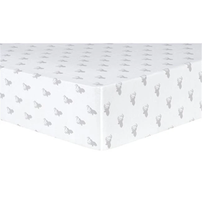 Trend Lab 102779 Gray Stag Silhouettes Deluxe Flannel Fitted Crib Sheet &amp White | Мать и ребенок