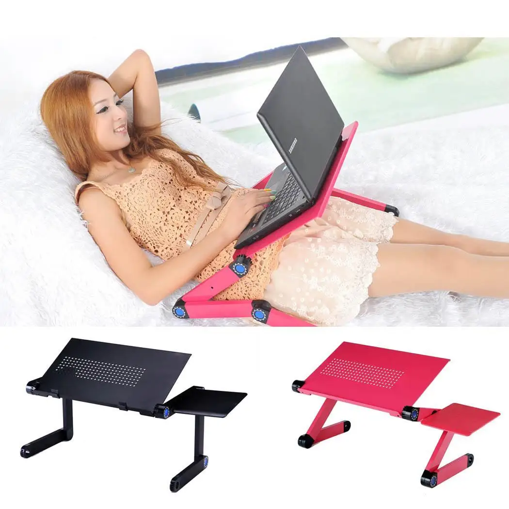 

Portable Laptop Standing Desk For Bed Sofe Folding Table Notebook Desk With Mouse Pad & Cooling Fan For Office Home Bedroom